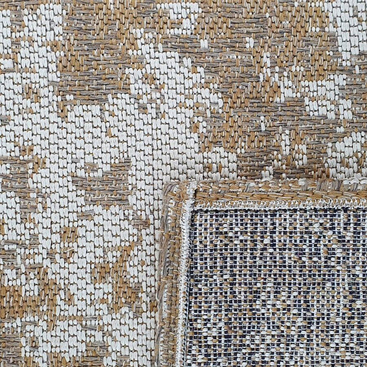 Cotton Rug Mustard Cream Abstract