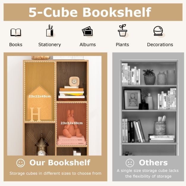 5 Cube Bookcase for Kids Natural