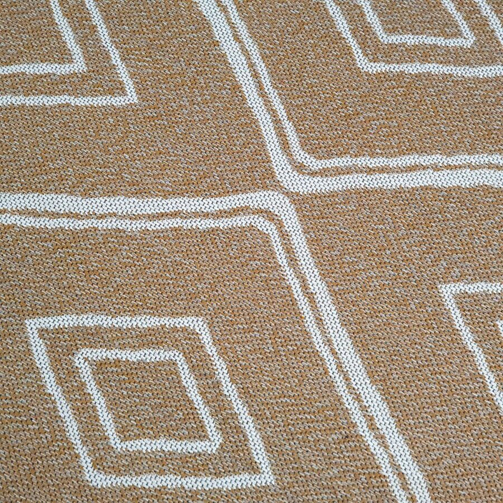 Cotton Rug Runner Mustard Beige Diamond