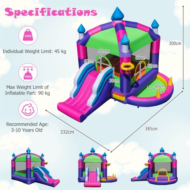 5-in-1 Jumping Air Bounce Castle with Sun Roof (Without Blower)