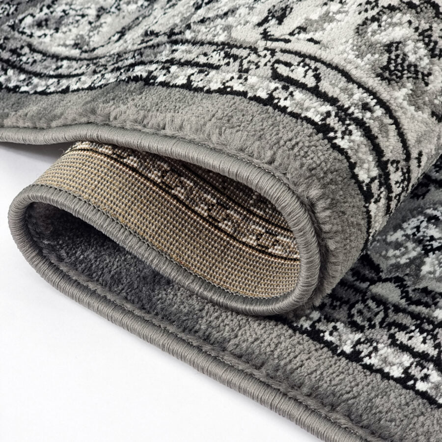 Grey Black Traditional Rug Vintage Oriental Style - TidySpaces