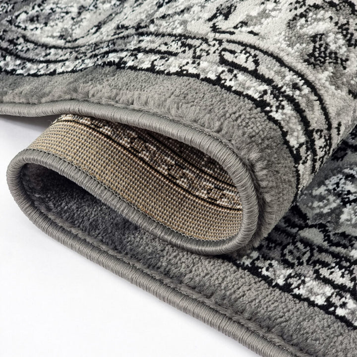Grey Black Traditional Rug Vintage Oriental Style - TidySpaces