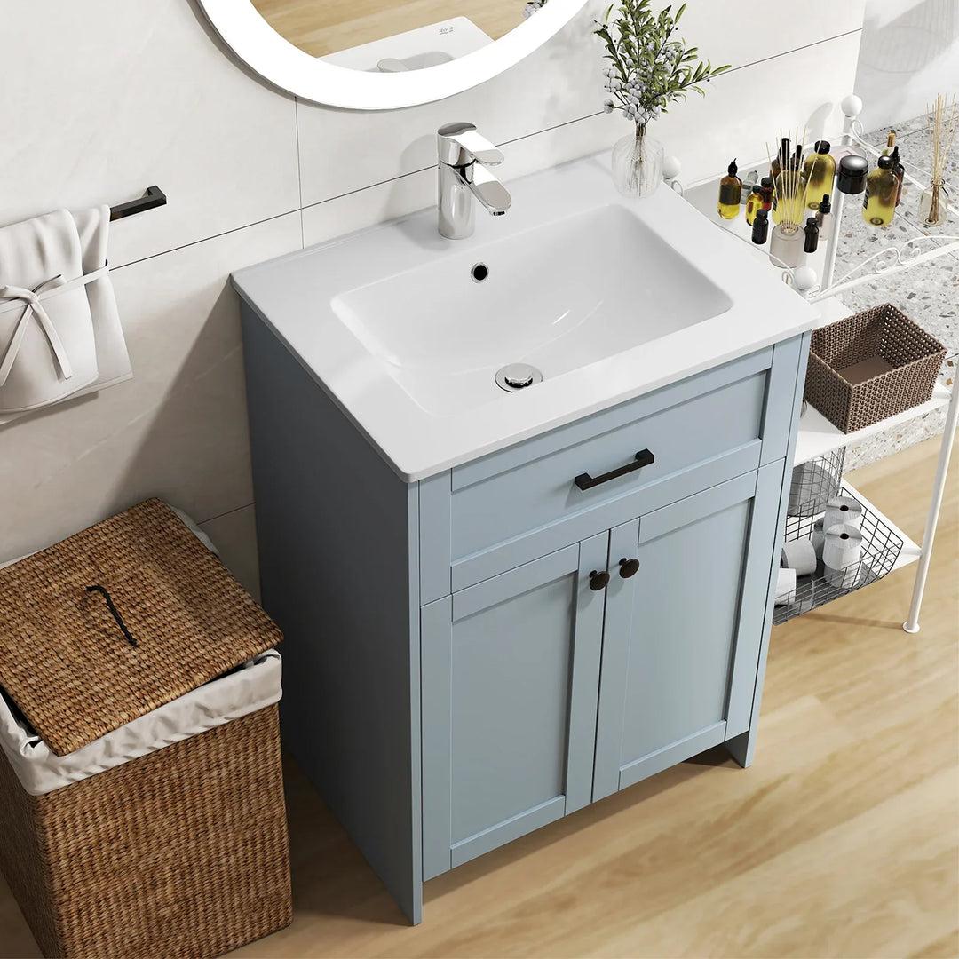 600mm Bathroom Vanity with Sink Bathroom Floor Vanity Cabinet-Grey - TidySpaces