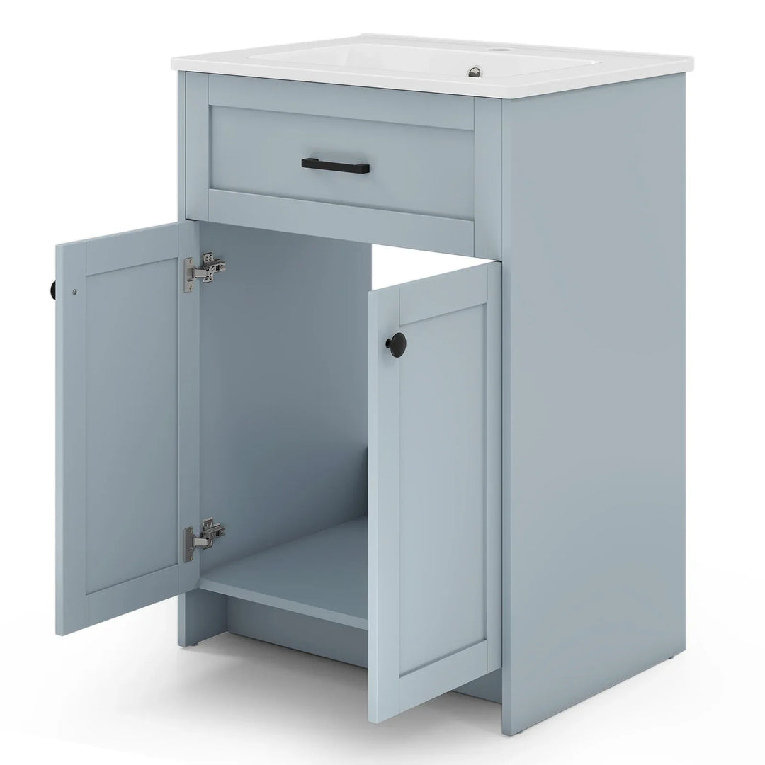 600mm Bathroom Vanity with Sink Bathroom Floor Vanity Cabinet-Grey - TidySpaces