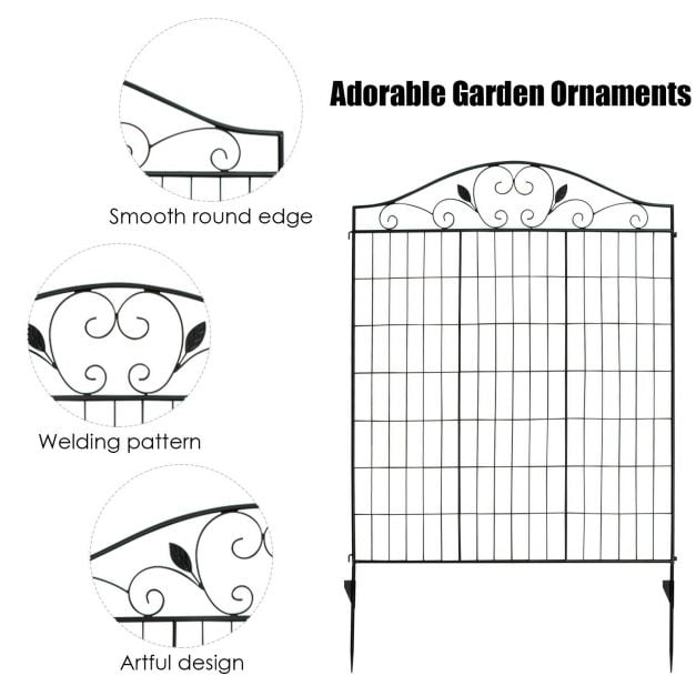 4 Panels Folding Iron Decorative Garden Fence Interlockable