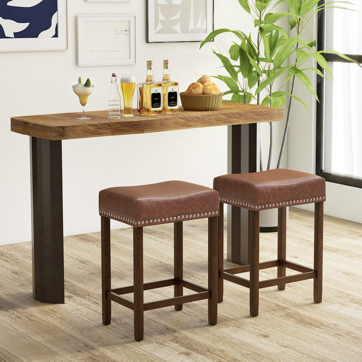 60cm Bar Stool Set of 2 Counter Height Saddle Stools - TidySpaces