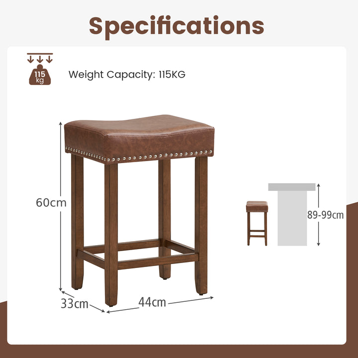 60cm Bar Stool Set of 2 Counter Height Saddle Stools - TidySpaces