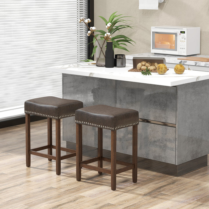 60cm Bar Stool Set of 2 Counter Height Saddle Stools - TidySpaces