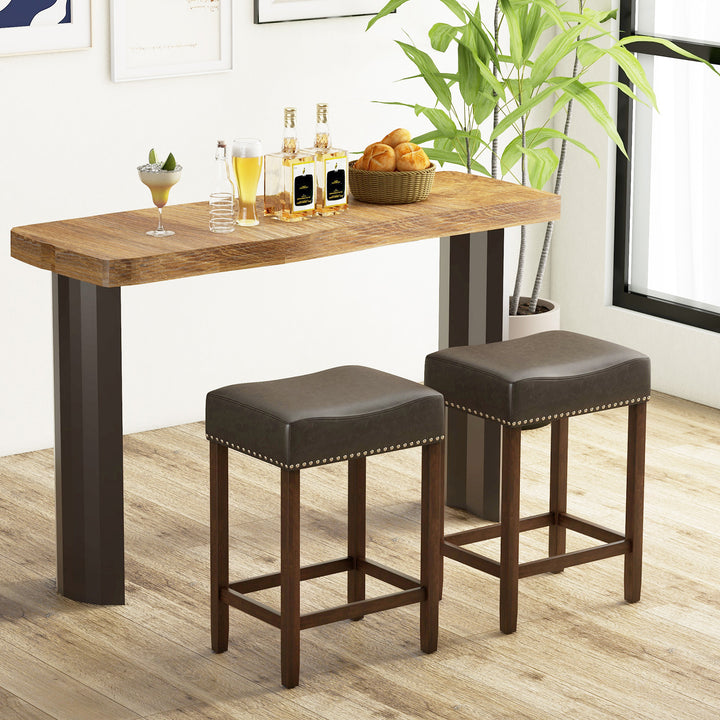 60cm Bar Stool Set of 2 Counter Height Saddle Stools - TidySpaces