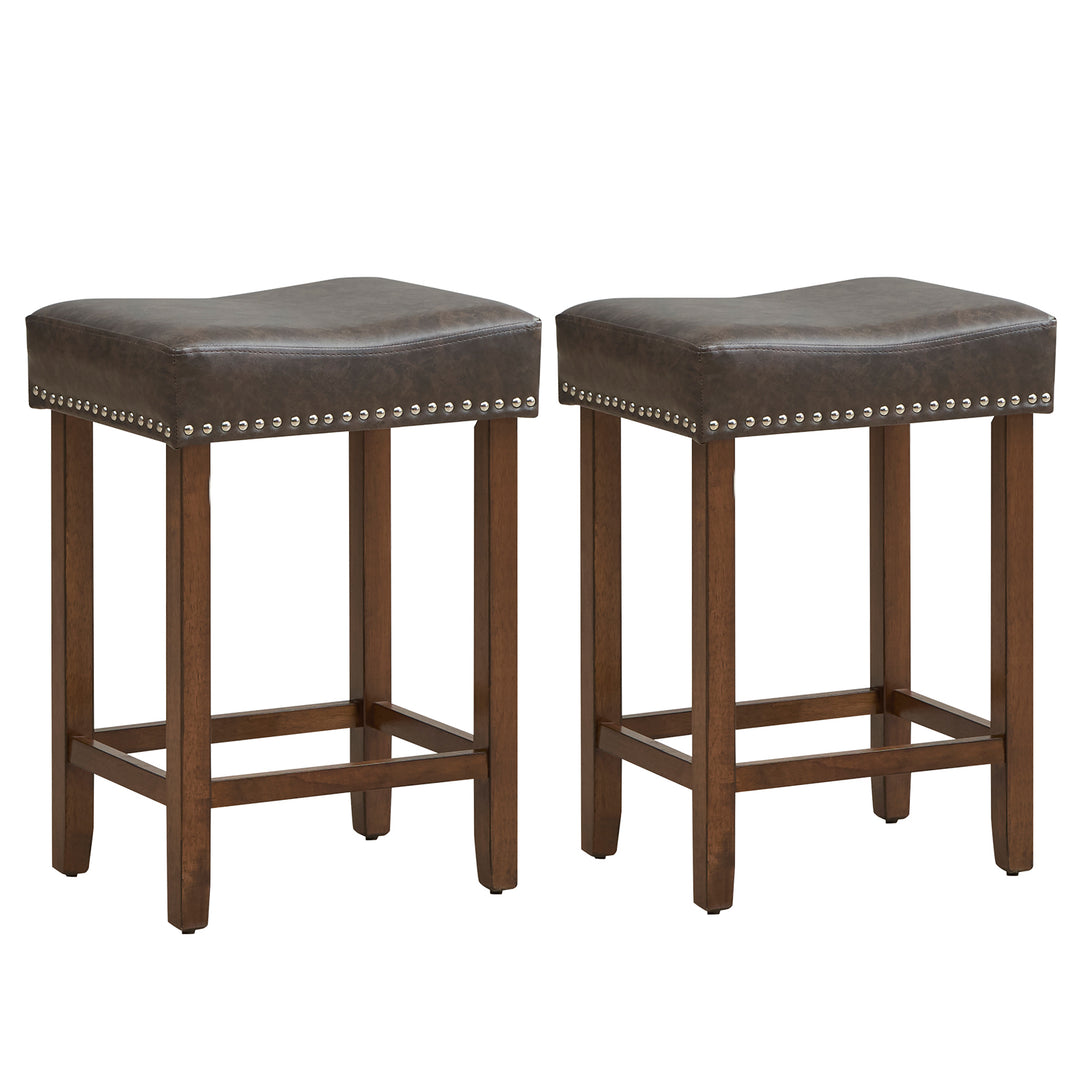 60cm Bar Stool Set of 2 Counter Height Saddle Stools Grey - TidySpaces