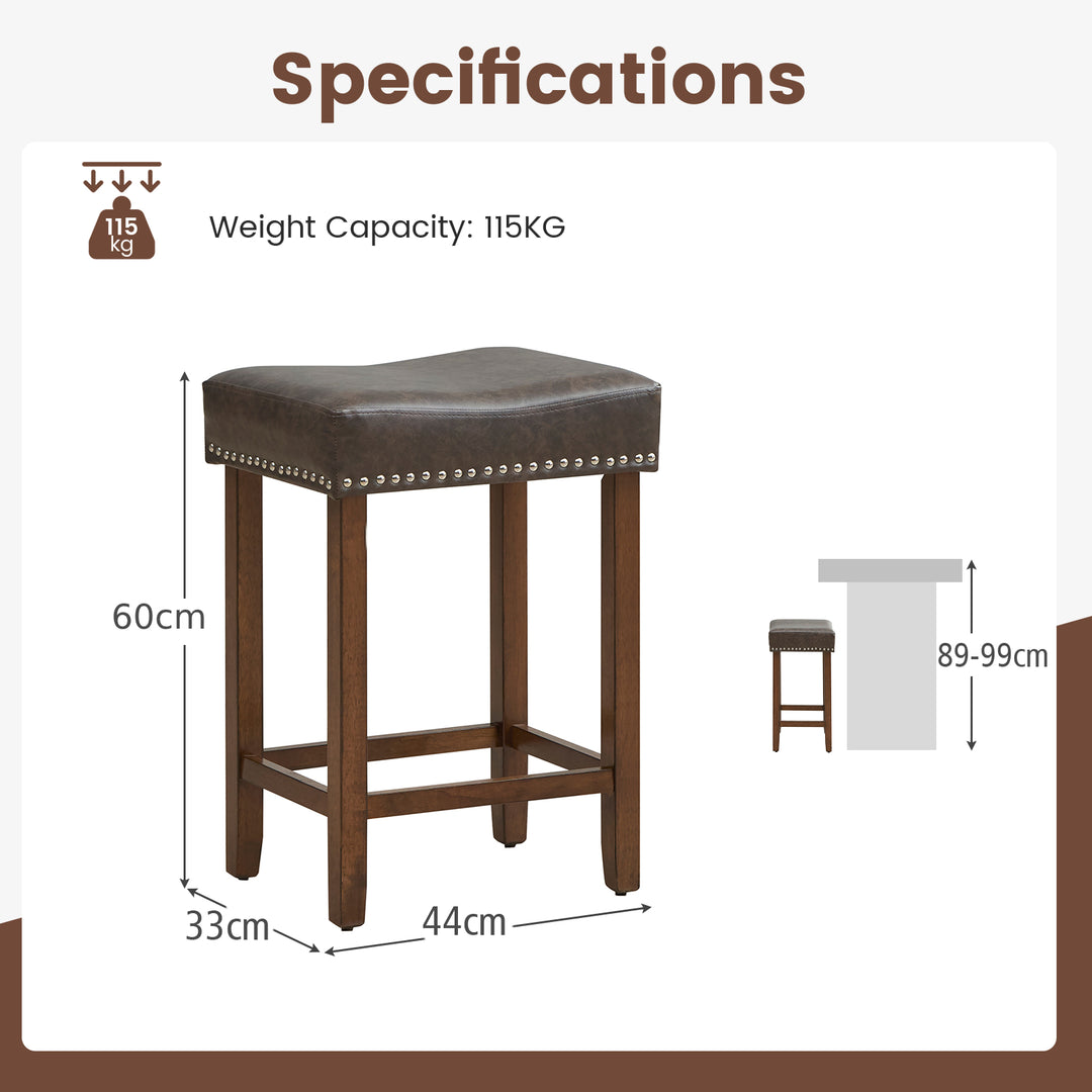 60cm Bar Stool Set of 2 Counter Height Saddle Stools - TidySpaces