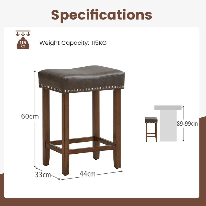 60cm Bar Stool Set of 2 Counter Height Saddle Stools - TidySpaces