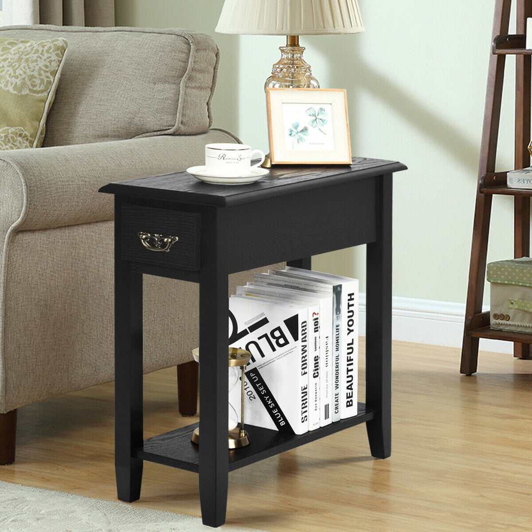 2 Tier Bedside Table with Drawer and Storage Shelf - TidySpaces