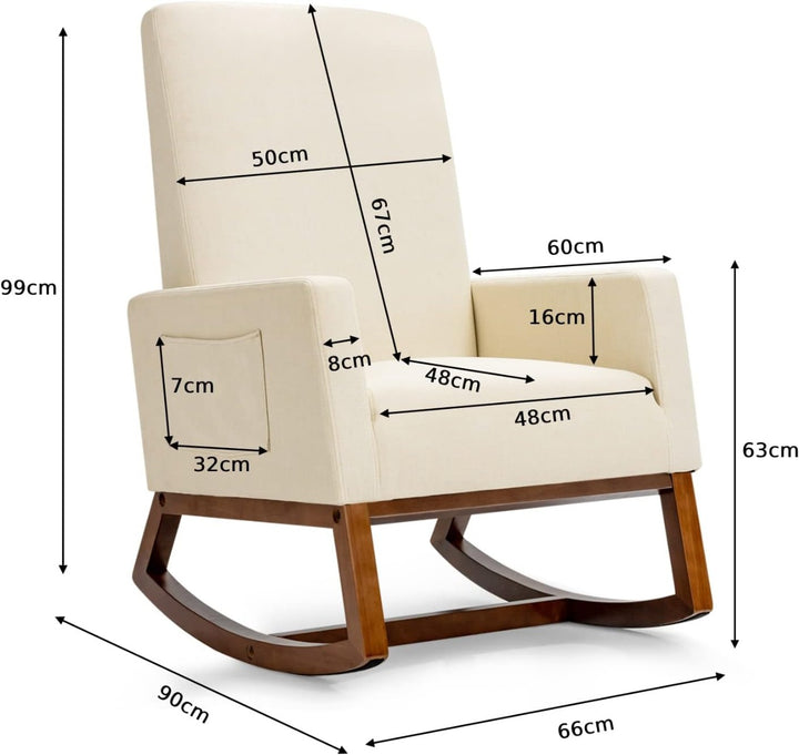 Upholstered Fabric Armchair with Rubber Wood Base - TidySpaces