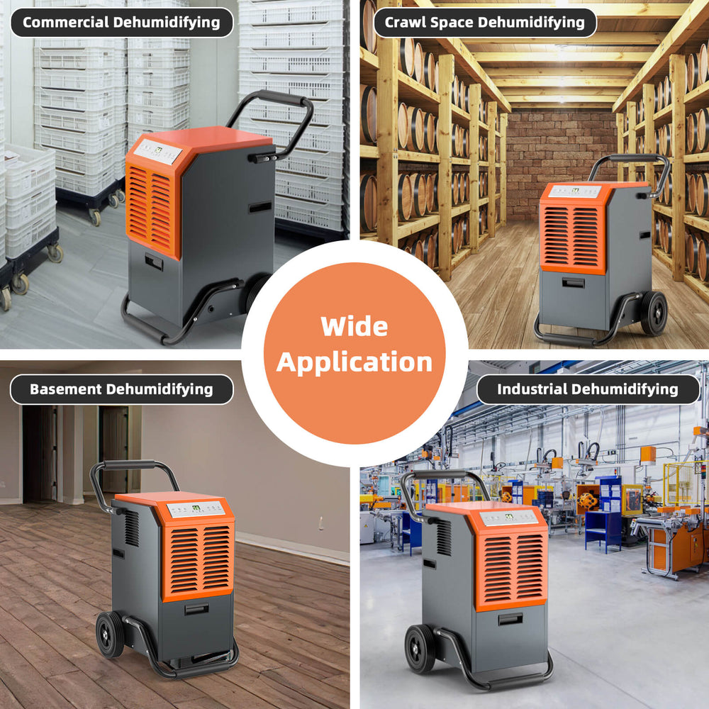 63L Commercial Dehumidifier with 24H Timer and Auto Defrost-Grey - TidySpaces