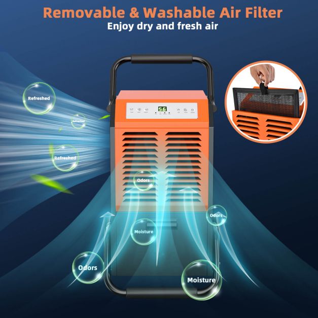 63L Commercial Dehumidifier with 24H Timer and Auto Defrost-Grey - TidySpaces
