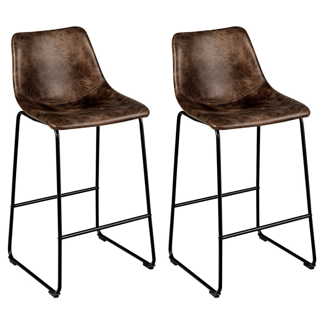 Set of 2 Vintage Faux Suede Bar Stools - TidySpaces