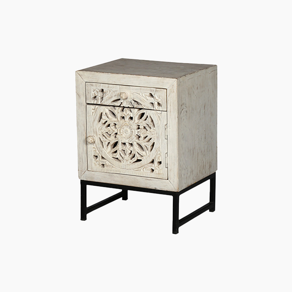 Alpana Cut Out Work Wooden Side Table