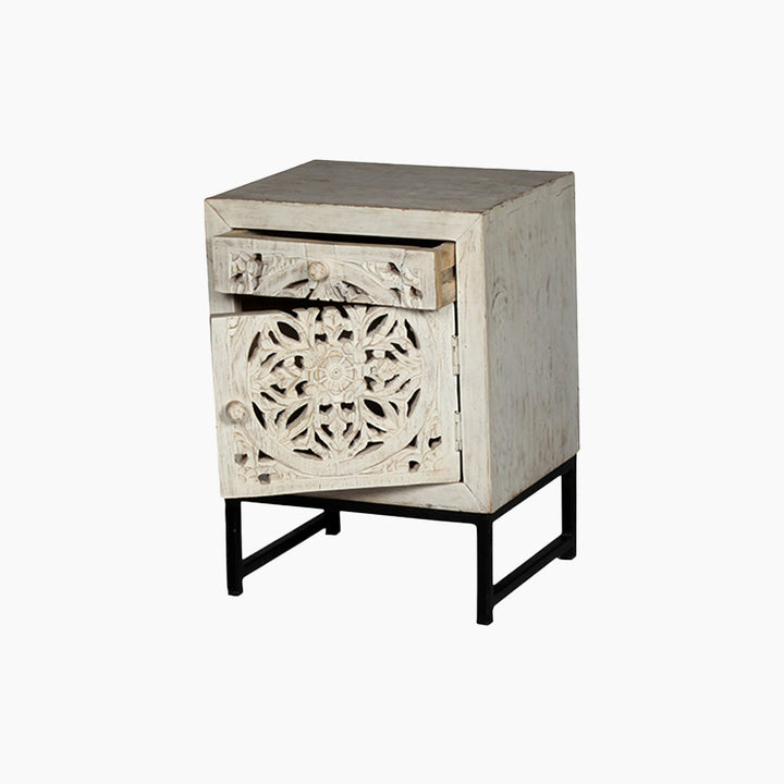 Alpana Cut Out Work Wooden Side Table