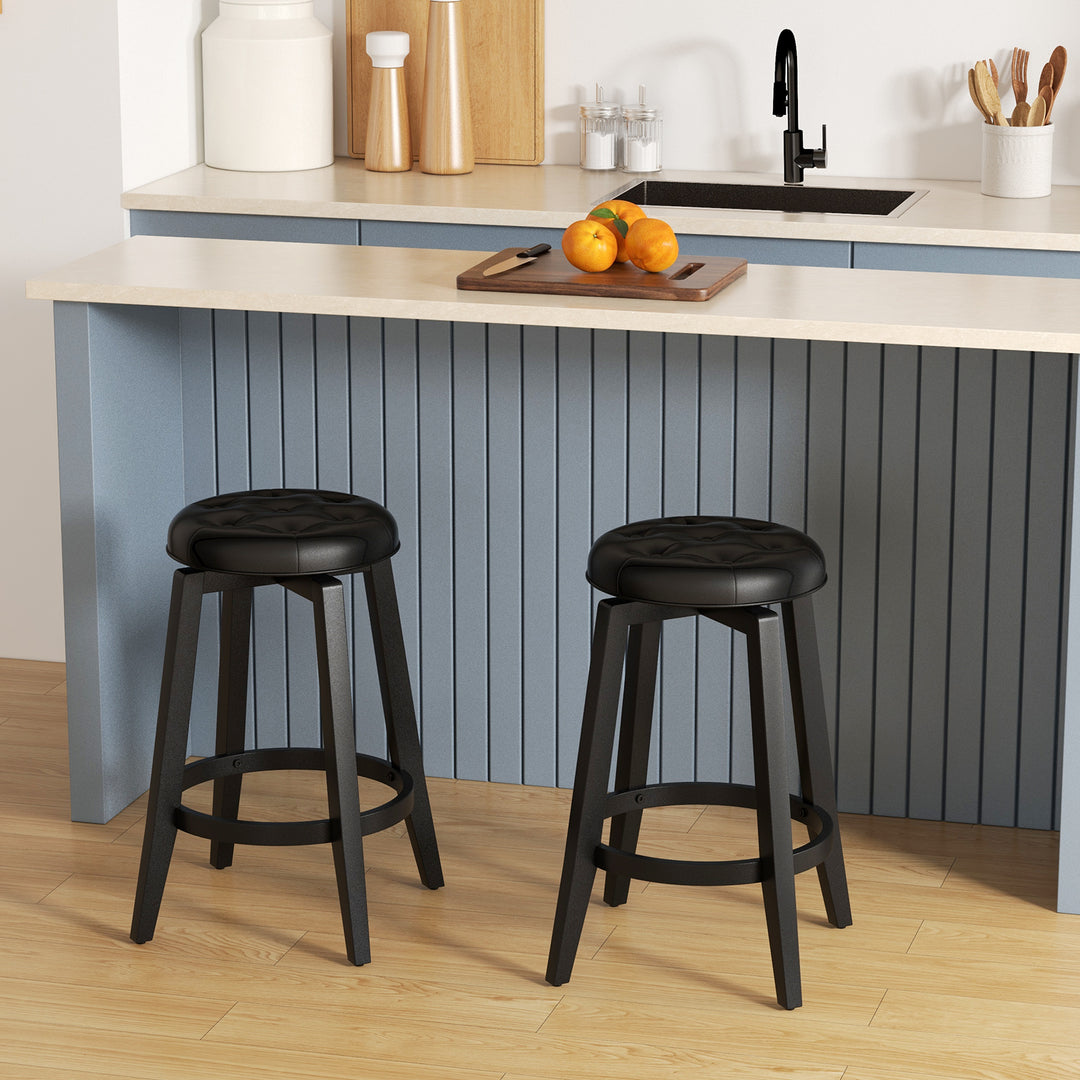 360° Swivel Upholstered Bar Stool Set of 2 with Footrest