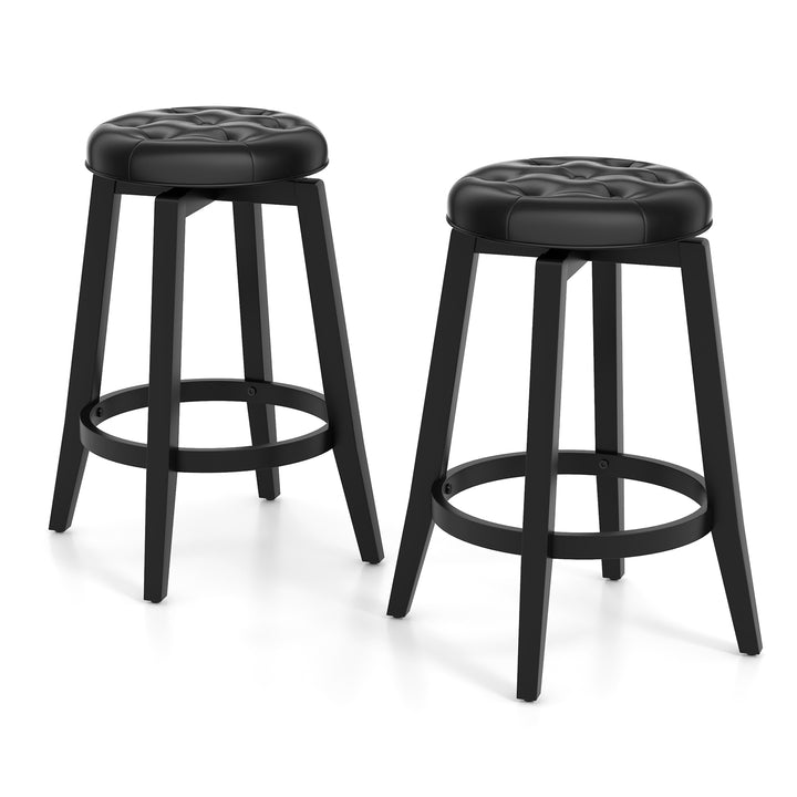 360° Swivel Upholstered Bar Stool Set of 2 with Footrest