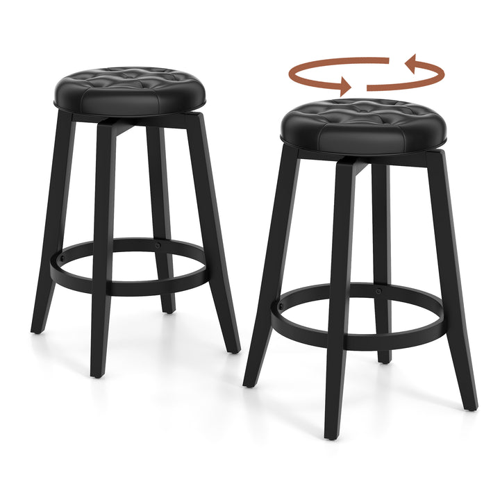 360° Swivel Upholstered Bar Stool Set of 2 with Footrest