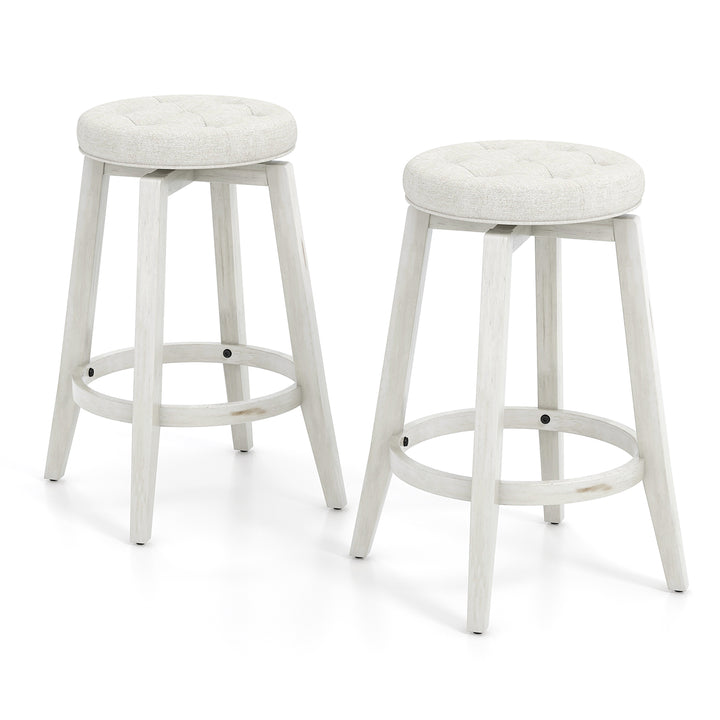 360° Swivel Upholstered Bar Stool Set of 2 with Footrest