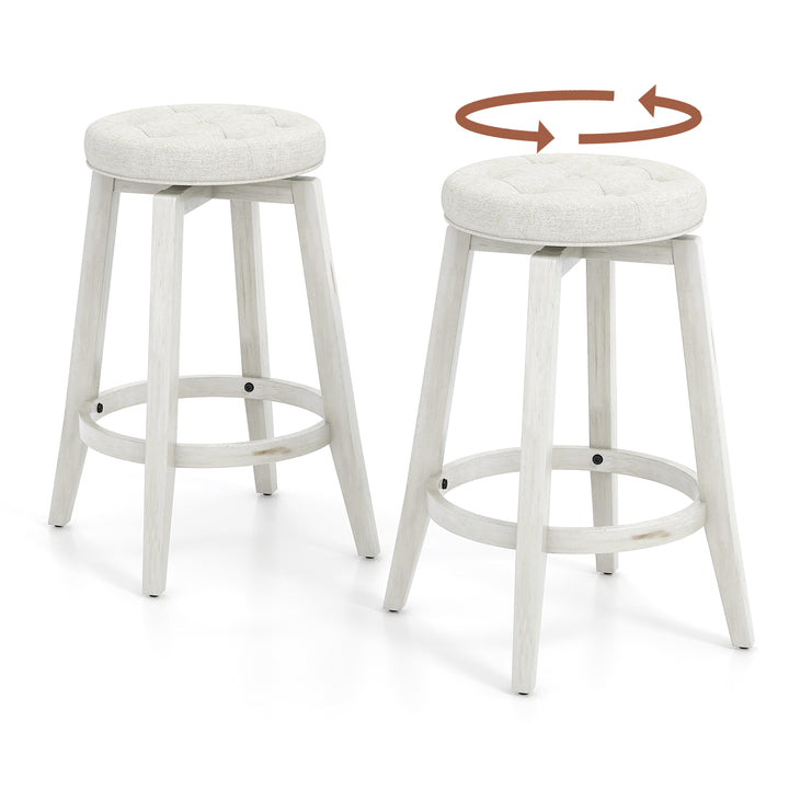 360° Swivel Upholstered Bar Stool Set of 2 with Footrest