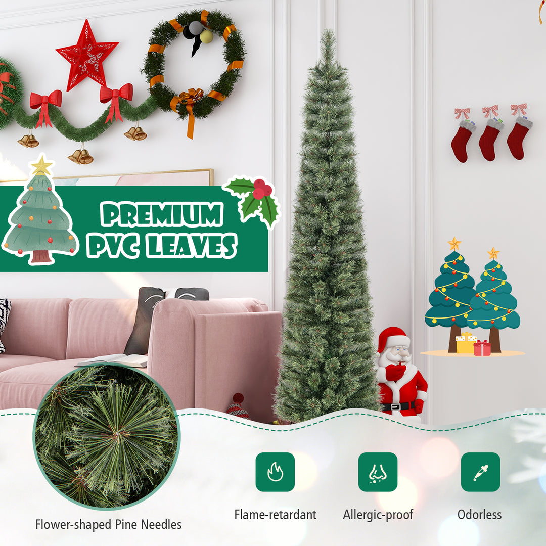 180cm Pre-lit Artificial Pencil Christmas Tree with Warm White Lights