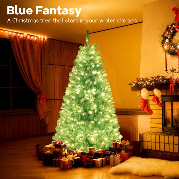 6 Feet Artificial Xmas Tree Pre-Lit with Folding Metal Stand-6FT