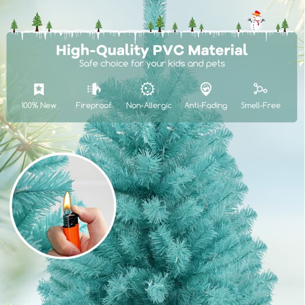 6 Feet Artificial Xmas Tree Pre-Lit with Folding Metal Stand-6FT