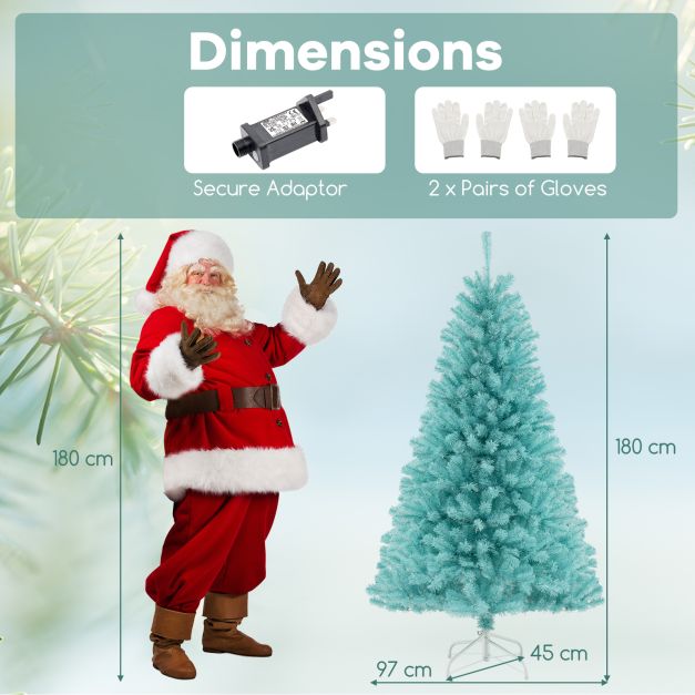 6 Feet Artificial Xmas Tree Pre-Lit with Folding Metal Stand-6FT