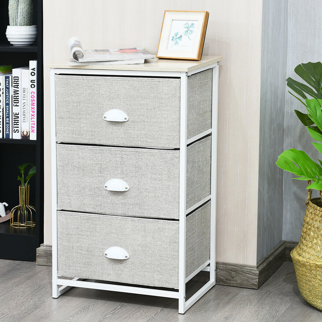 Fabric Nightstand Bedside Storage Cabinet Folding Drawers - TidySpaces