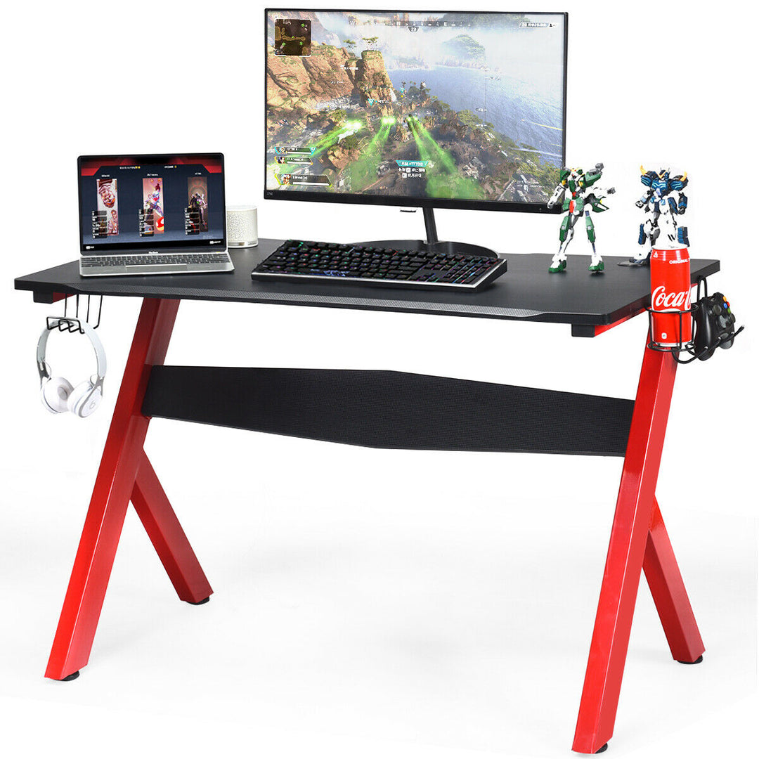 Gaming Computer Desk with Mouse Mat, Headphone and Controller Racks - TidySpaces