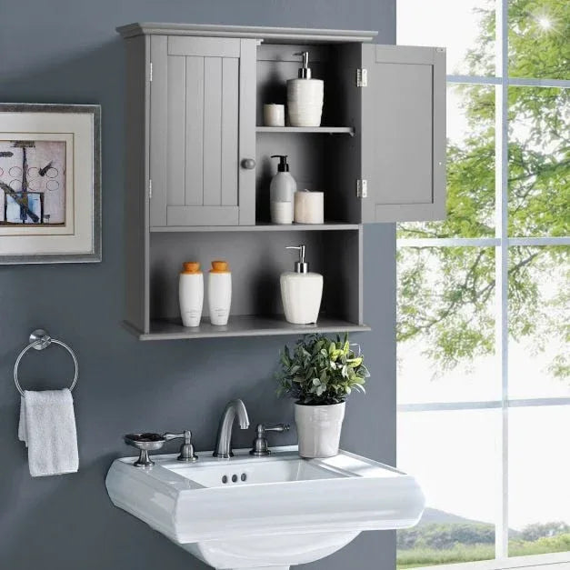 Wall Mounted Bathroom Storage Cabinet with Adjustable Shelf - TidySpaces