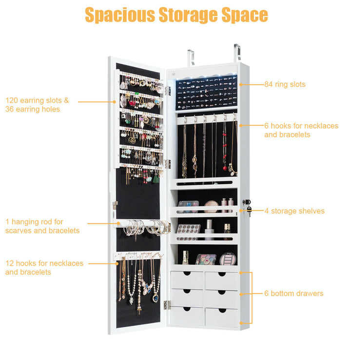 Wall Mounted Jewellery Armoire with LED Light - TidySpaces