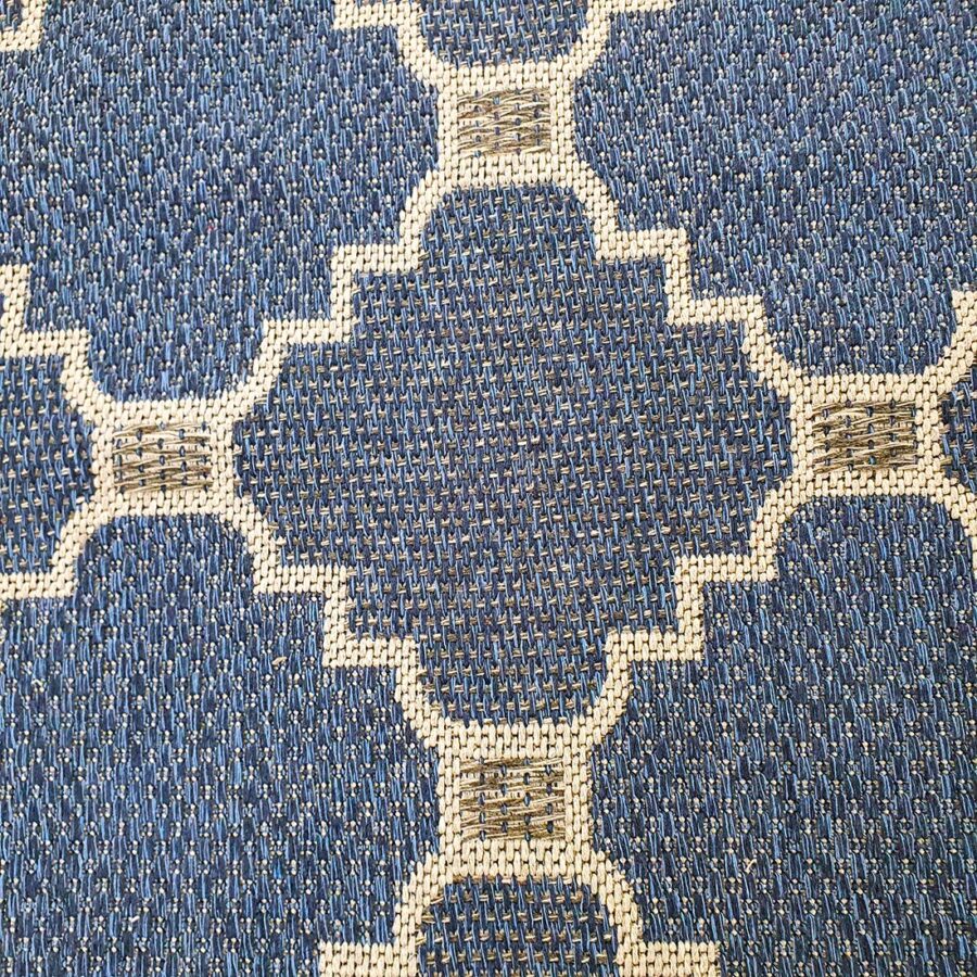 Cotton Rug Runner Trellis Navy Blue