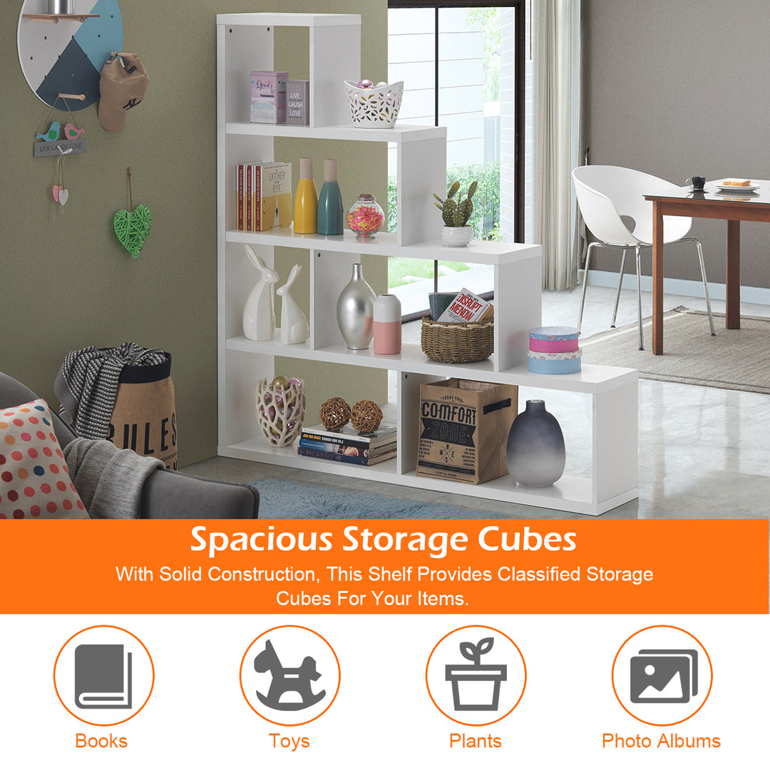 6 Cube Ladder Bookcase for Living Room Study Office