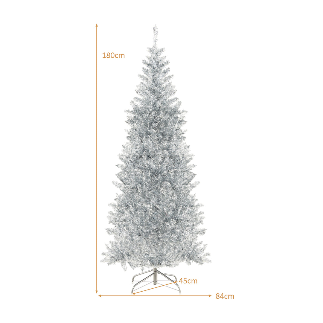 Slim Hinged Pencil Christmas Tree with Tinsel Leaves