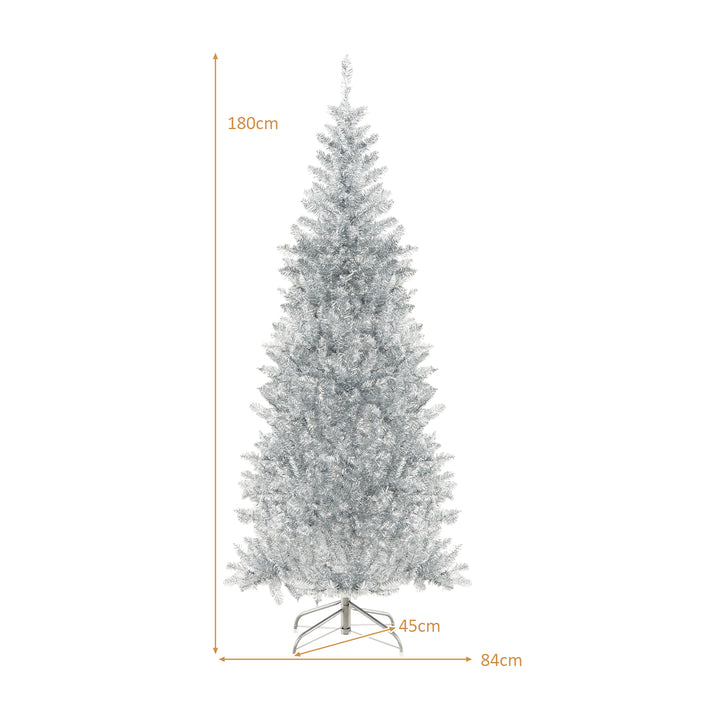 Slim Hinged Pencil Christmas Tree with Tinsel Leaves