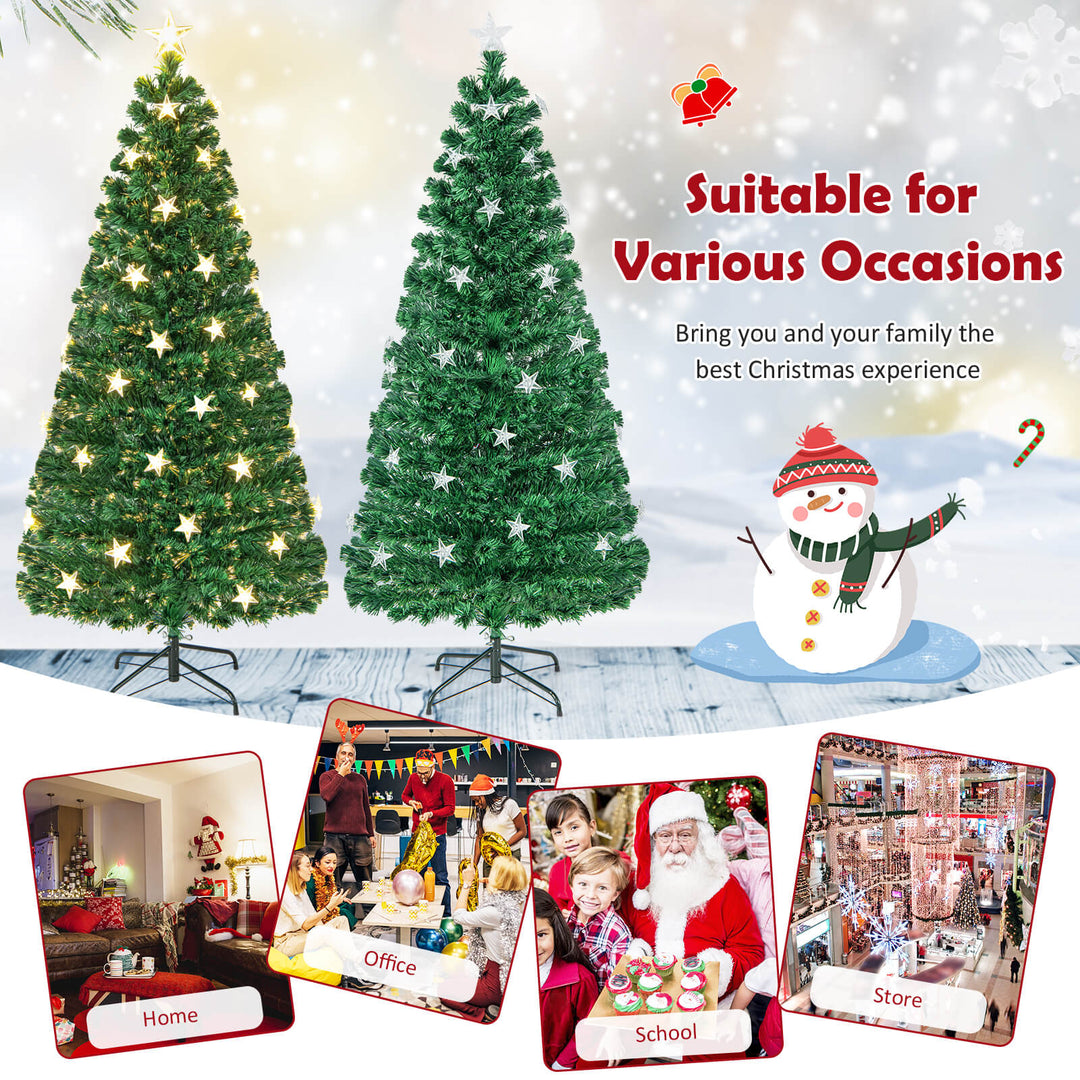 5/6FT Fiber Optic Artificial Christmas Tree with 21 Star LED Lights - TidySpaces