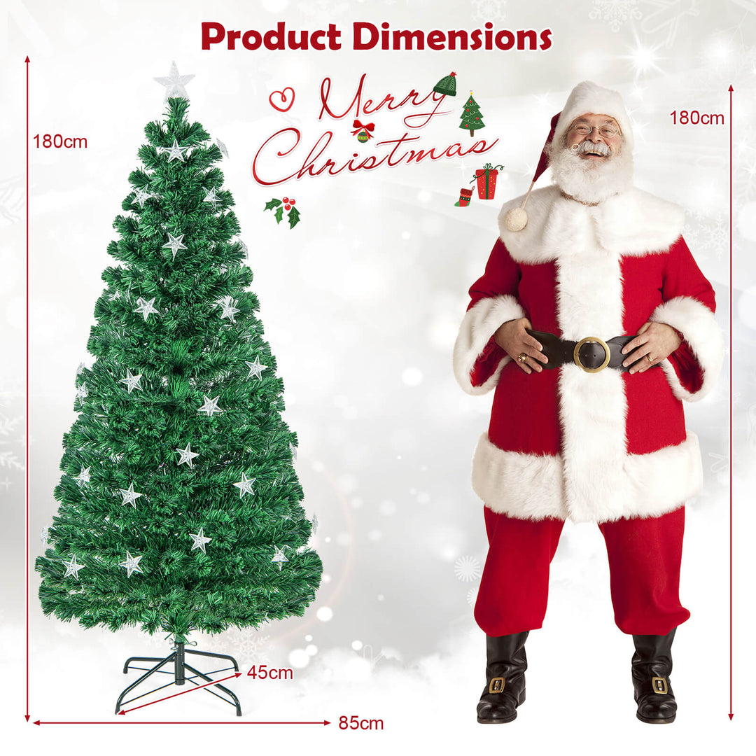 5/6FT Fiber Optic Artificial Christmas Tree with 21 Star LED Lights - TidySpaces