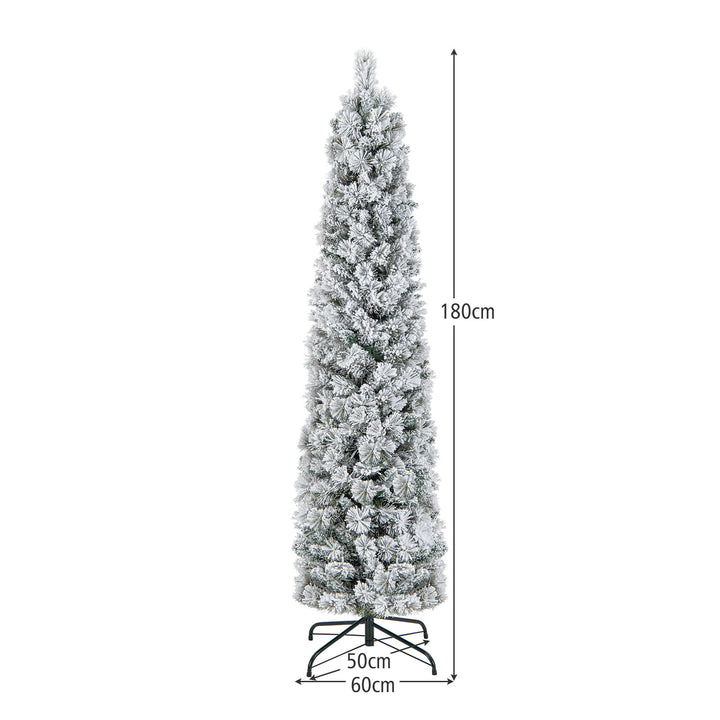 180cm Slim Flocked Christmas Tree with Incandescent Lights