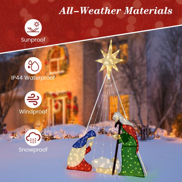 6 Feet Lighted Nativity Scene Holy Family Set Christmas Decoration