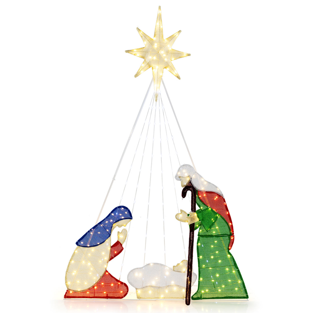 6 Feet Lighted Nativity Scene Holy Family Set Christmas Decoration - TidySpaces