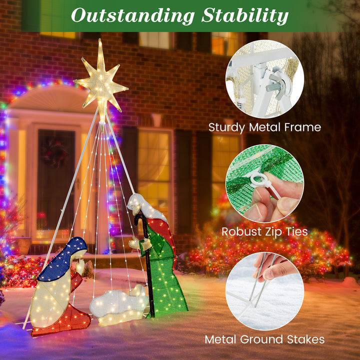 6 Feet Lighted Nativity Scene Holy Family Set Christmas Decoration - TidySpaces