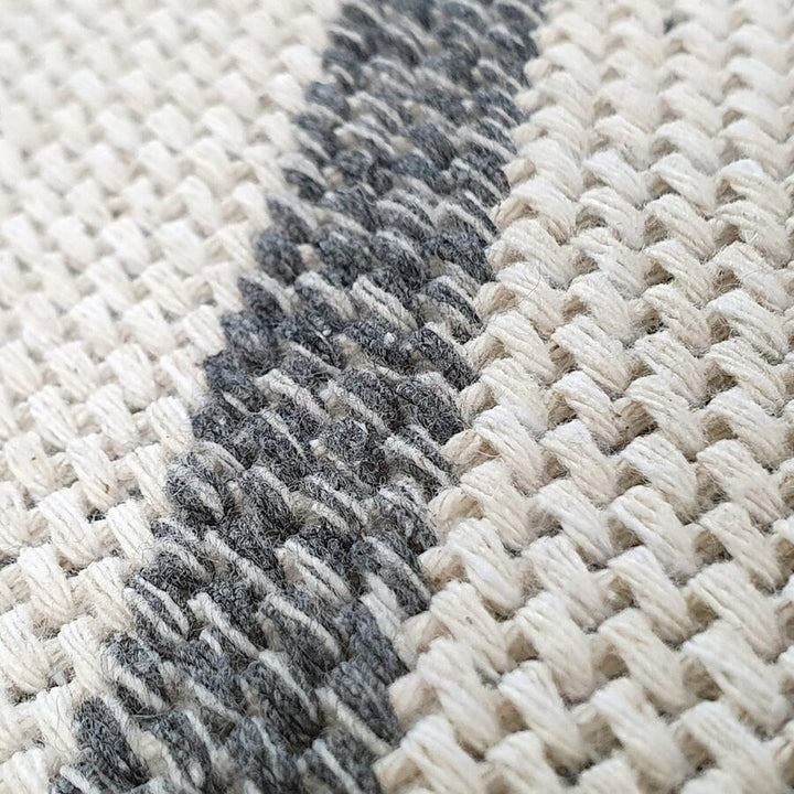 Cotton Rug Cream Grey Geometric