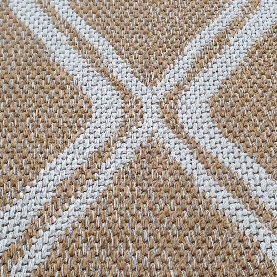 Cotton Rug Runner Mustard Beige Diamond - TidySpaces