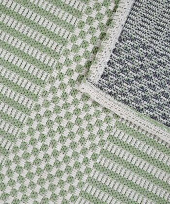 Cotton Rug Runner Green Cream Rug Braided Striped - TidySpaces