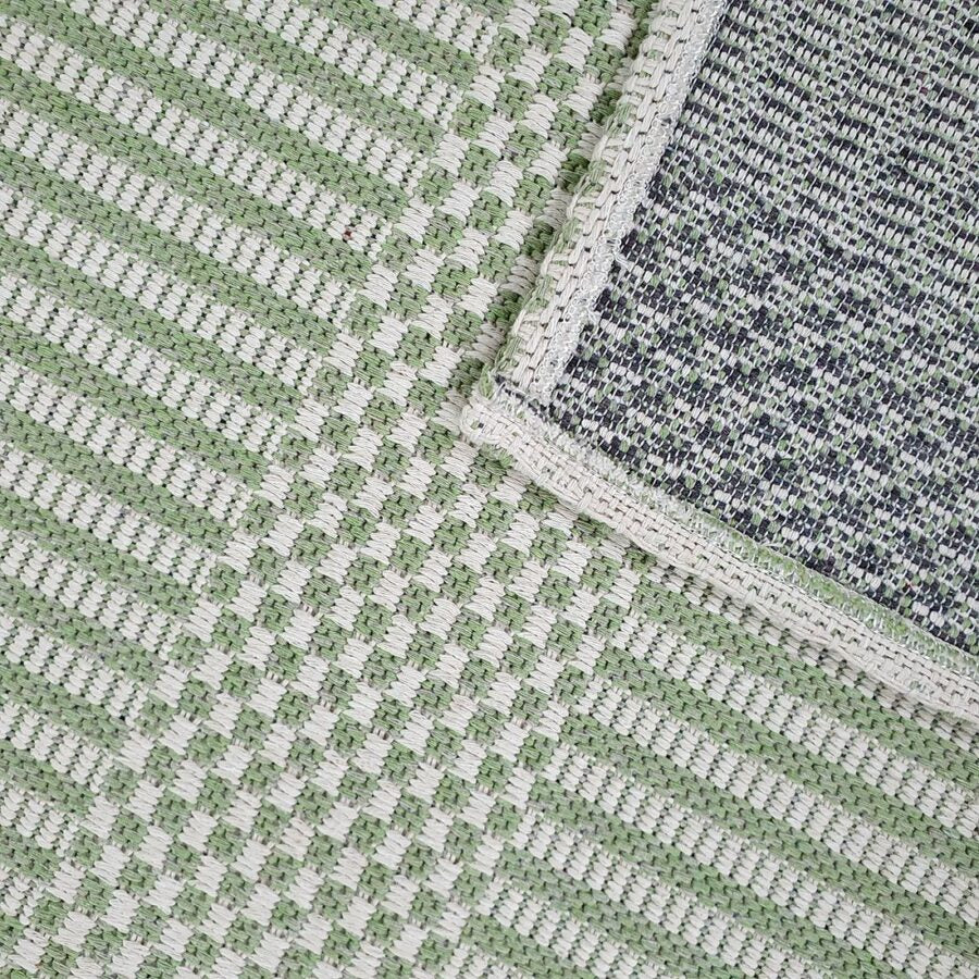 Cotton Rug Runner Green Cream Rug Braided Striped - TidySpaces